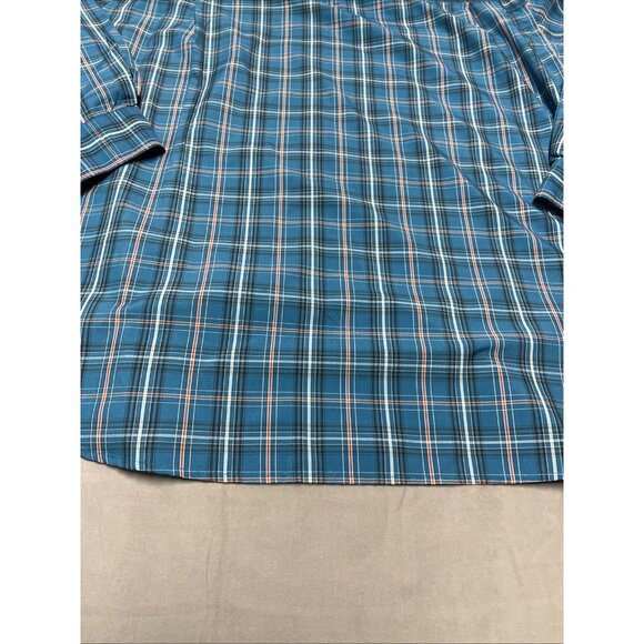 Chaps Blue Plaid Long Sleeve Casual Button Down Men's size 3XL Nylon/Polyester - Picture 14 of 16